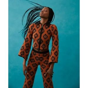 TACH Orange and Black Floral Top